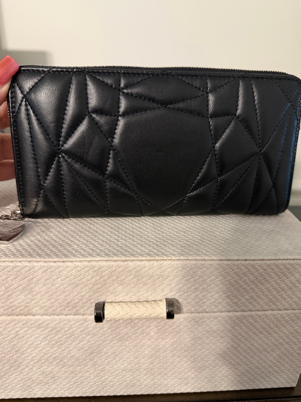 Tiffany & Co. Black Quilted Zip-Around Leather Wallet